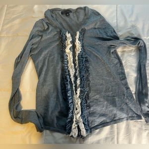 Banana Republic Blue Ruffle Cotton Sweater Women’s